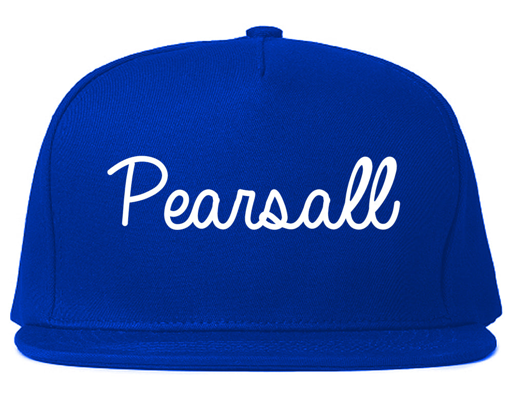 Pearsall Texas TX Script Mens Snapback Hat Royal Blue
