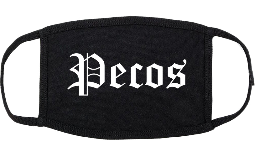 Pecos Texas TX Old English Cotton Face Mask Black