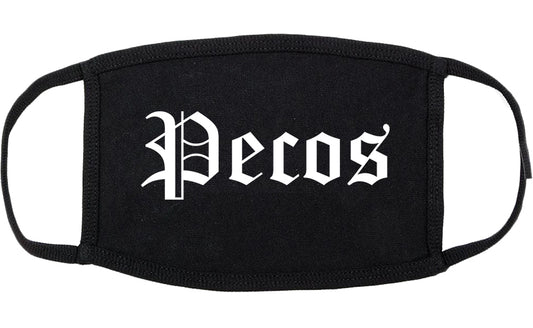 Pecos Texas TX Old English Cotton Face Mask Black
