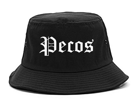 Pecos Texas TX Old English Mens Bucket Hat Black