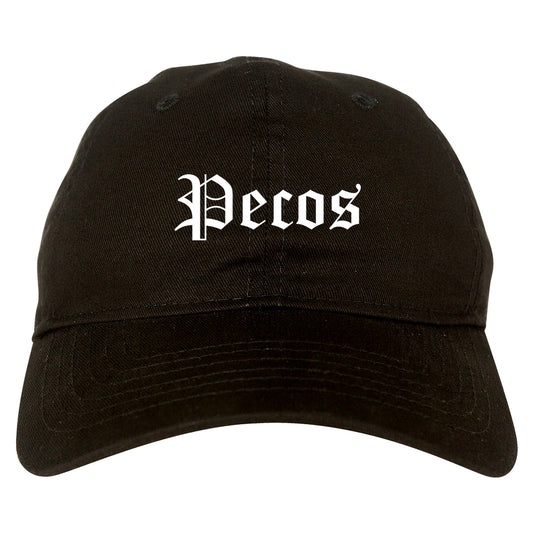 Pecos Texas TX Old English Mens Dad Hat Baseball Cap Black