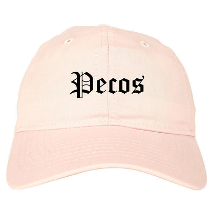Pecos Texas TX Old English Mens Dad Hat Baseball Cap Pink