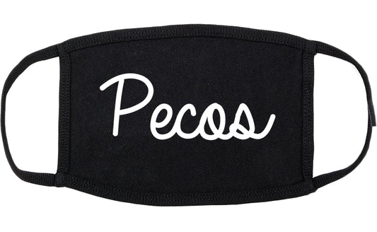 Pecos Texas TX Script Cotton Face Mask Black