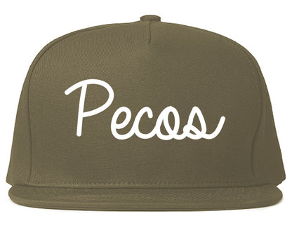 Pecos Texas TX Script Mens Snapback Hat Grey