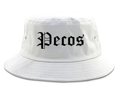 Pecos Texas TX Old English Mens Bucket Hat White