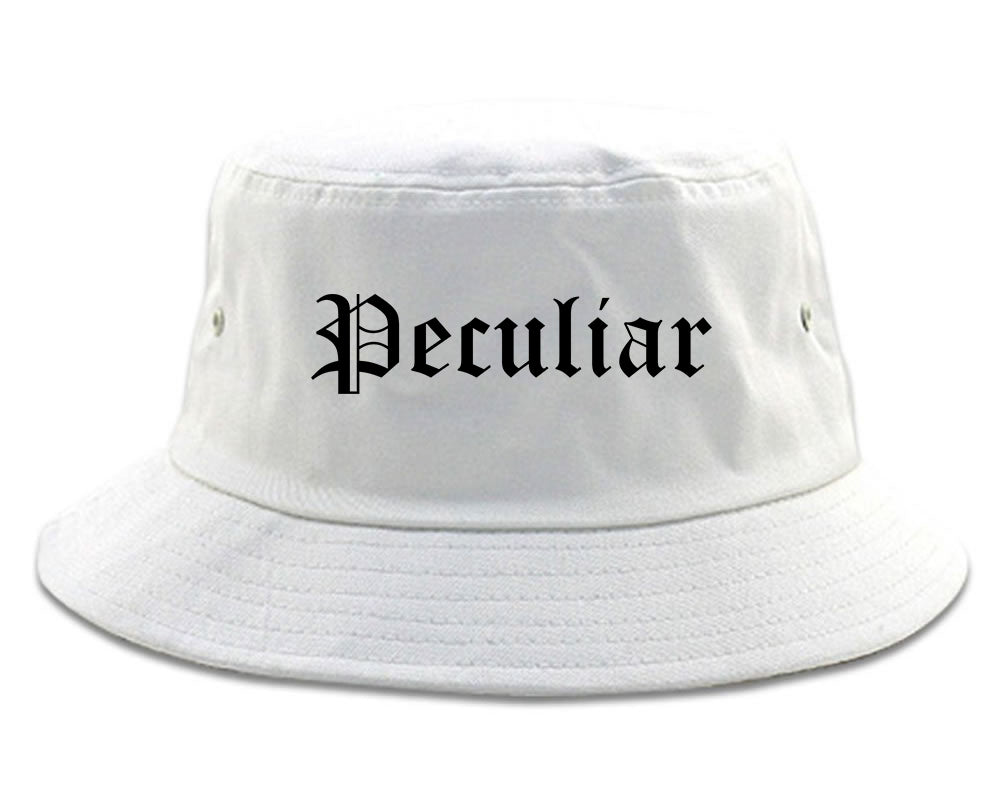 Peculiar Missouri MO Old English Mens Bucket Hat White