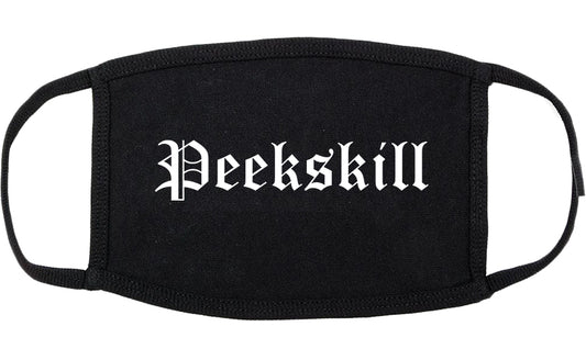 Peekskill New York NY Old English Cotton Face Mask Black