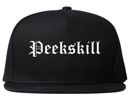 Peekskill New York NY Old English Mens Snapback Hat Black