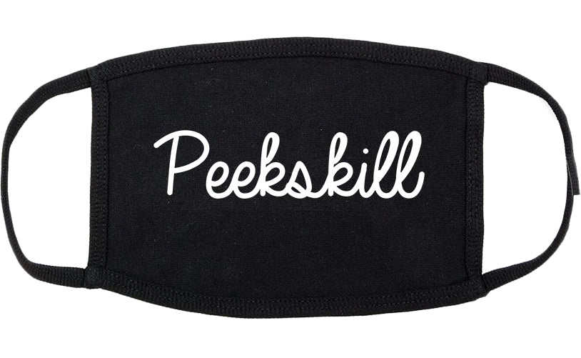 Peekskill New York NY Script Cotton Face Mask Black