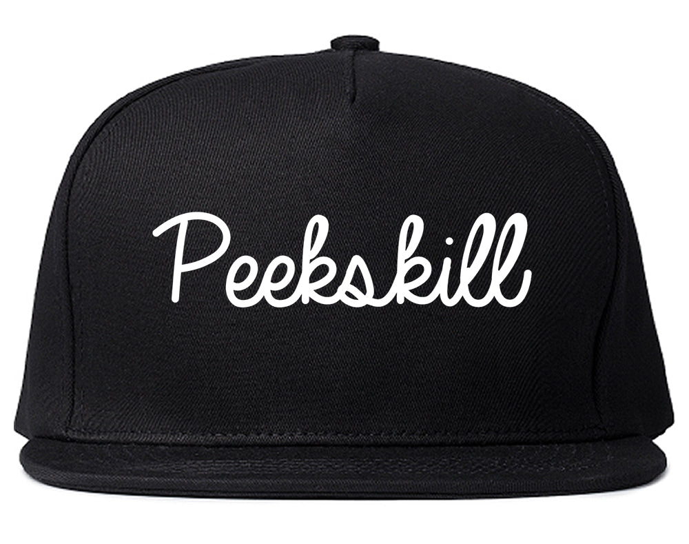 Peekskill New York NY Script Mens Snapback Hat Black