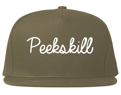 Peekskill New York NY Script Mens Snapback Hat Grey