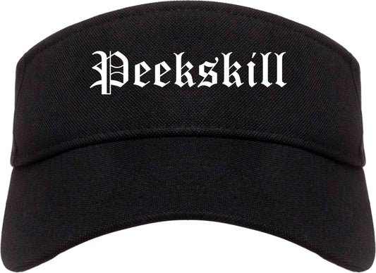 Peekskill New York NY Old English Mens Visor Cap Hat Black