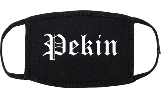 Pekin Illinois IL Old English Cotton Face Mask Black
