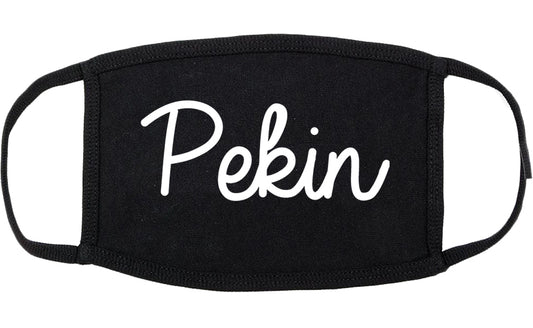 Pekin Illinois IL Script Cotton Face Mask Black