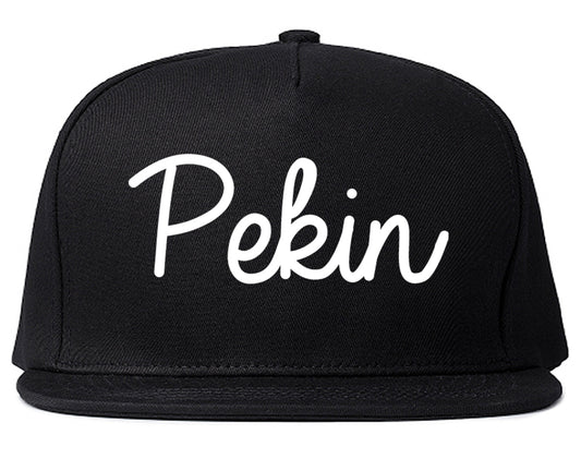 Pekin Illinois IL Script Mens Snapback Hat Black