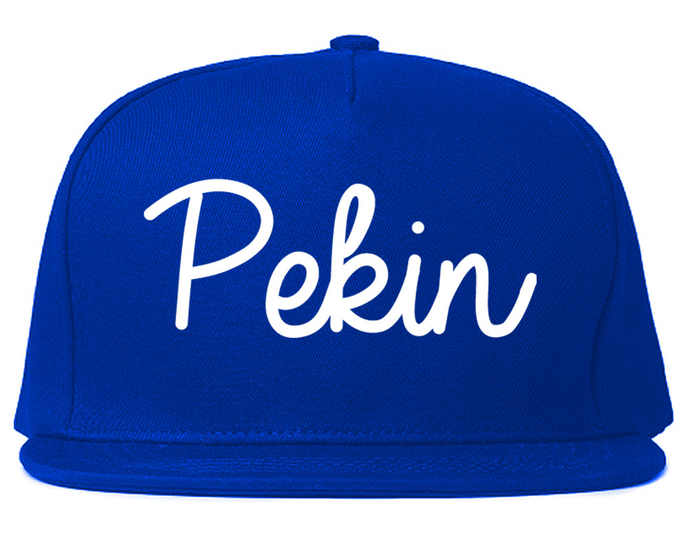 Pekin Illinois IL Script Mens Snapback Hat Royal Blue