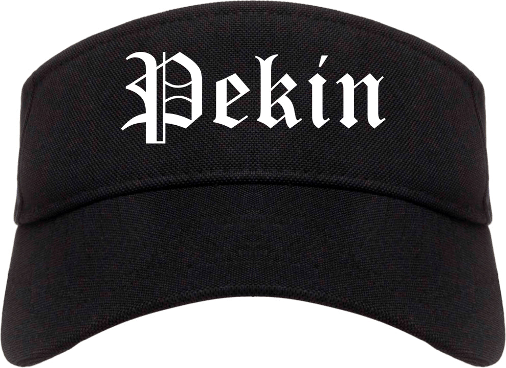 Pekin Illinois IL Old English Mens Visor Cap Hat Black