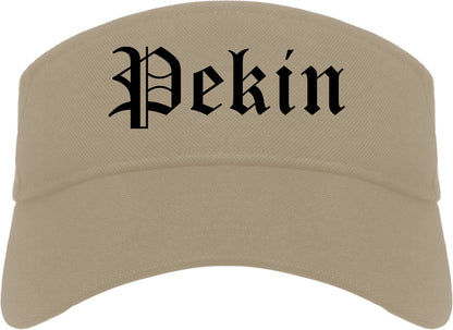 Pekin Illinois IL Old English Mens Visor Cap Hat Khaki