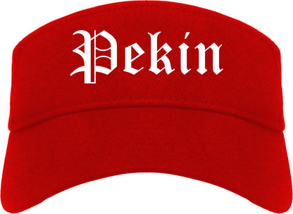 Pekin Illinois IL Old English Mens Visor Cap Hat Red