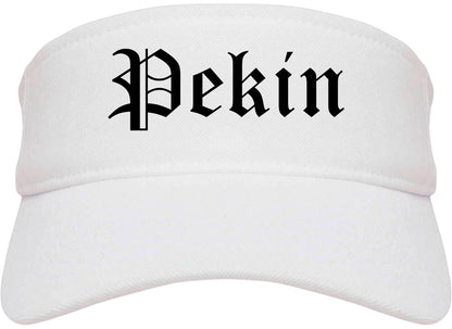 Pekin Illinois IL Old English Mens Visor Cap Hat White