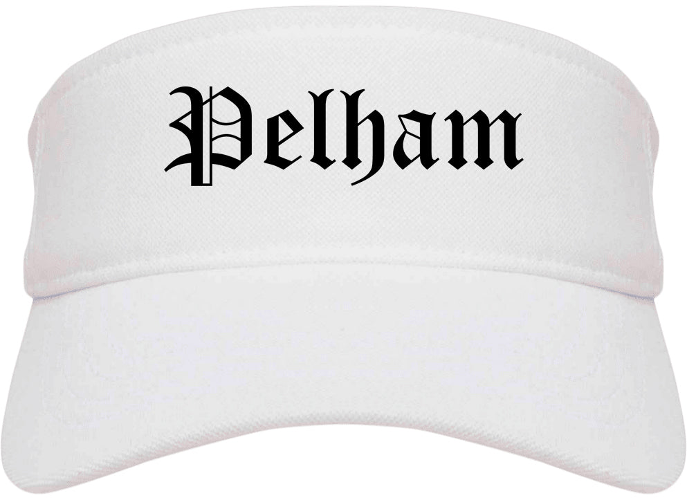 Pelham Alabama AL Old English Mens Visor Cap Hat White