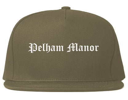 Pelham Manor New York NY Old English Mens Snapback Hat Grey