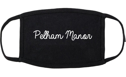 Pelham Manor New York NY Script Cotton Face Mask Black