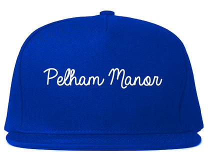 Pelham Manor New York NY Script Mens Snapback Hat Royal Blue