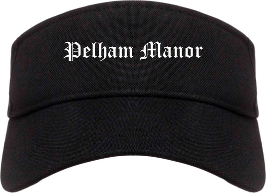 Pelham Manor New York NY Old English Mens Visor Cap Hat Black