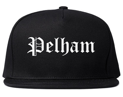 Pelham New York NY Old English Mens Snapback Hat Black