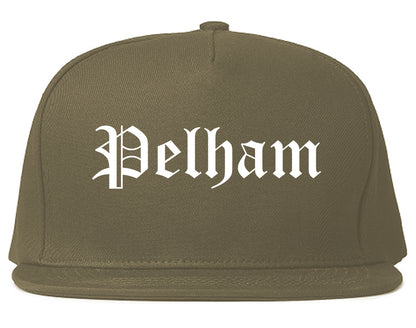 Pelham New York NY Old English Mens Snapback Hat Grey