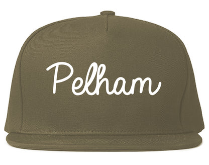 Pelham New York NY Script Mens Snapback Hat Grey