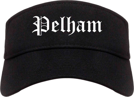 Pelham New York NY Old English Mens Visor Cap Hat Black
