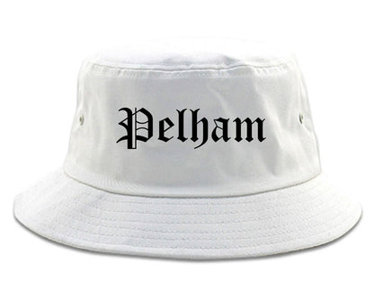 Pelham New York NY Old English Mens Bucket Hat White