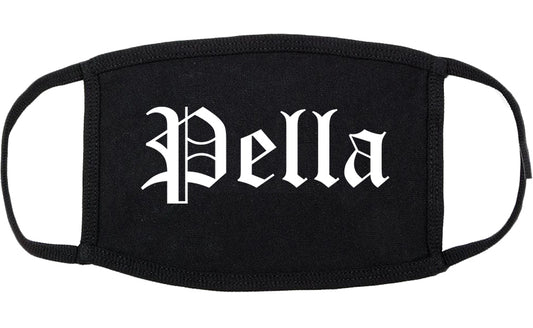 Pella Iowa IA Old English Cotton Face Mask Black