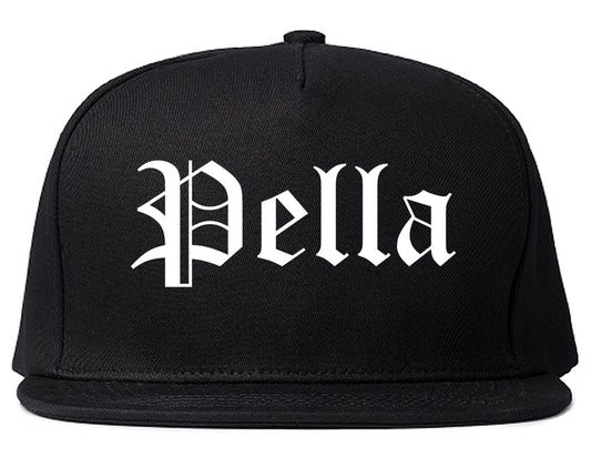 Pella Iowa IA Old English Mens Snapback Hat Black