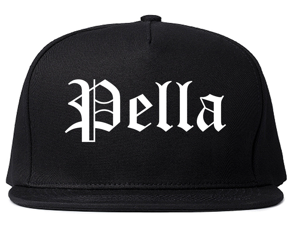 Pella Iowa IA Old English Mens Snapback Hat Black