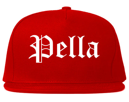 Pella Iowa IA Old English Mens Snapback Hat Red