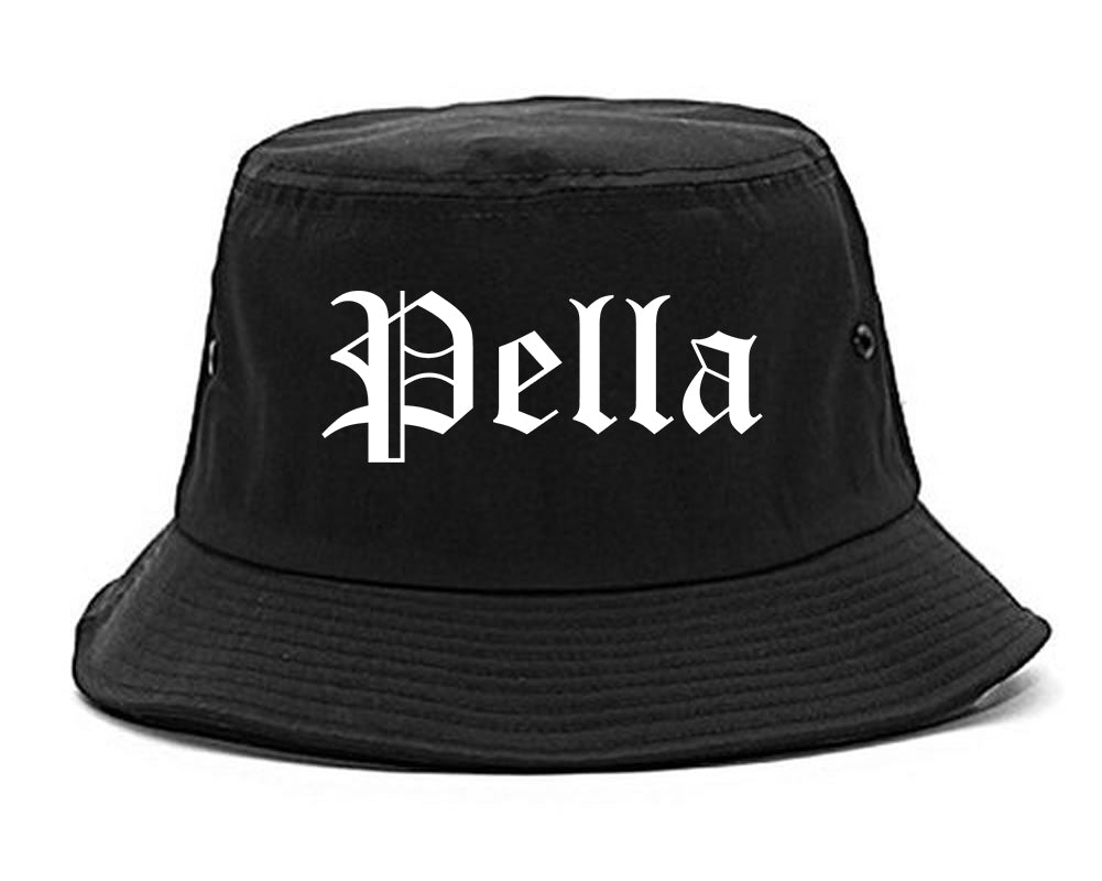 Pella Iowa IA Old English Mens Bucket Hat Black