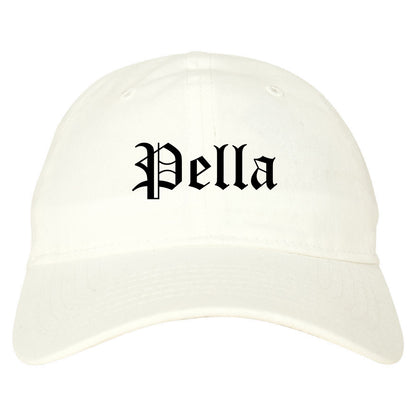 Pella Iowa IA Old English Mens Dad Hat Baseball Cap White