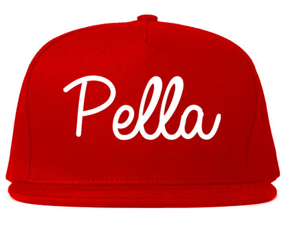 Pella Iowa IA Script Mens Snapback Hat Red