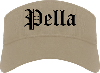 Pella Iowa IA Old English Mens Visor Cap Hat Khaki