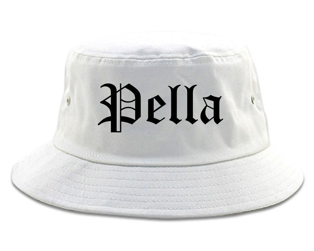 Pella Iowa IA Old English Mens Bucket Hat White