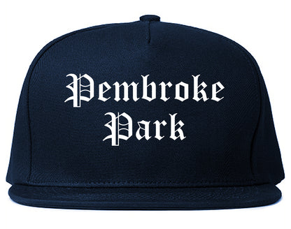 Pembroke Park Florida FL Old English Mens Snapback Hat Navy Blue