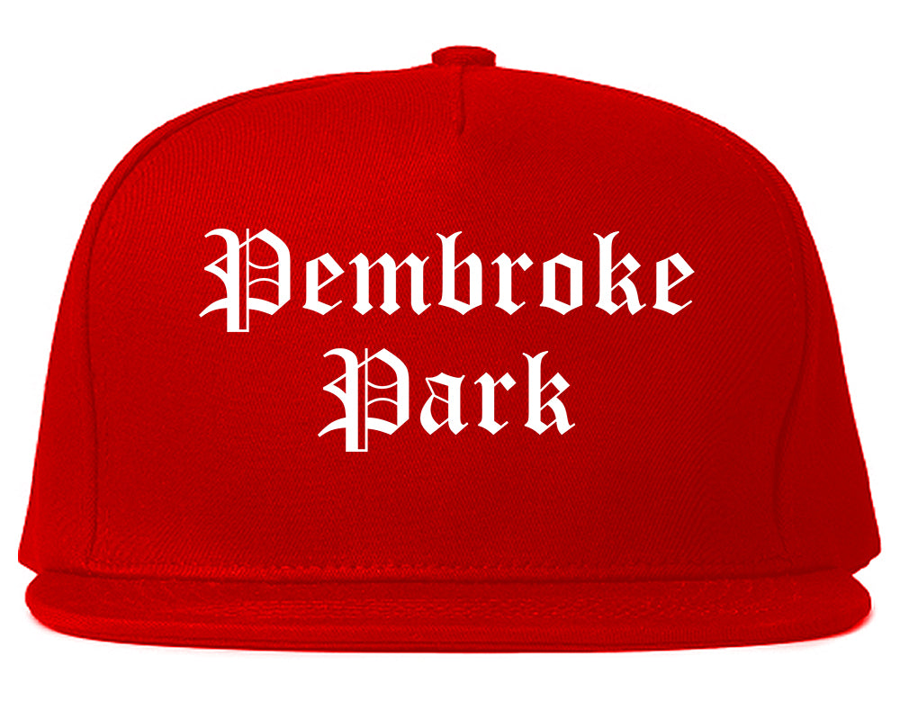 Pembroke Park Florida FL Old English Mens Snapback Hat Red