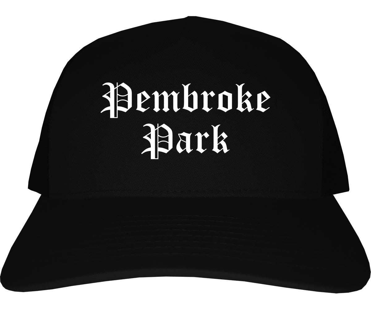 Pembroke Park Florida FL Old English Mens Trucker Hat Cap Black