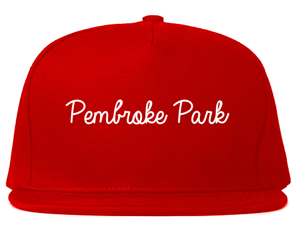 Pembroke Park Florida FL Script Mens Snapback Hat Red
