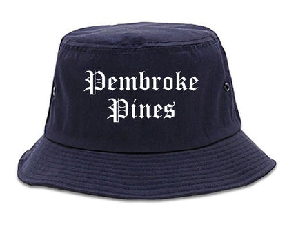 Pembroke Pines Florida FL Old English Mens Bucket Hat Navy Blue