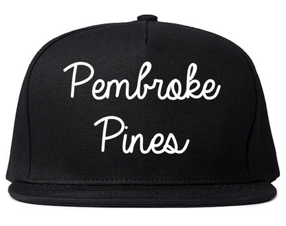 Pembroke Pines Florida FL Script Mens Snapback Hat Black
