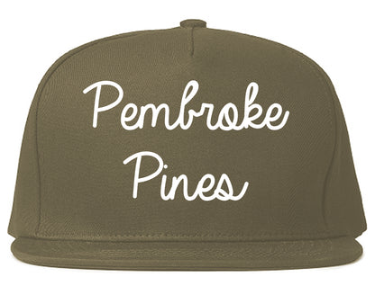 Pembroke Pines Florida FL Script Mens Snapback Hat Grey